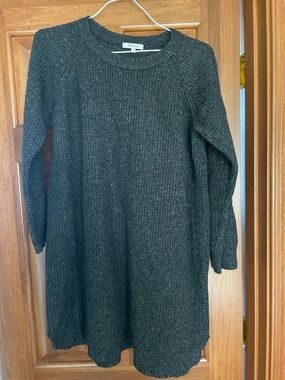 MADEWELL Women’s Gray Curved Hem Wool Blend Crew Neck Sweater Dress Size XL